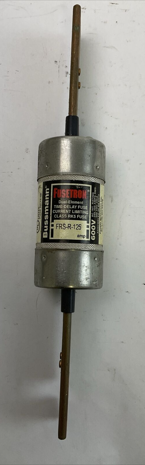 FUSETRON FRS-R-125 TIME-DELAY CURRENT-LIMITING CLASS RK5 FUSE 600VAC 125AMP