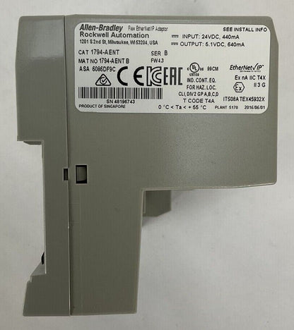 ALLEN BRADLEY 1794-AENT SER B FW 4.3 FLEX ETHERNET/IP ADAPTOR