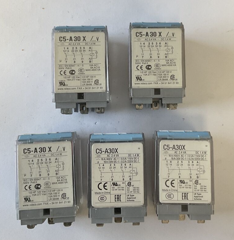 RELECO C5-A30X RELAY 24VDC MR-C 1/2HP 15A 277VAC ***LOTOF5***