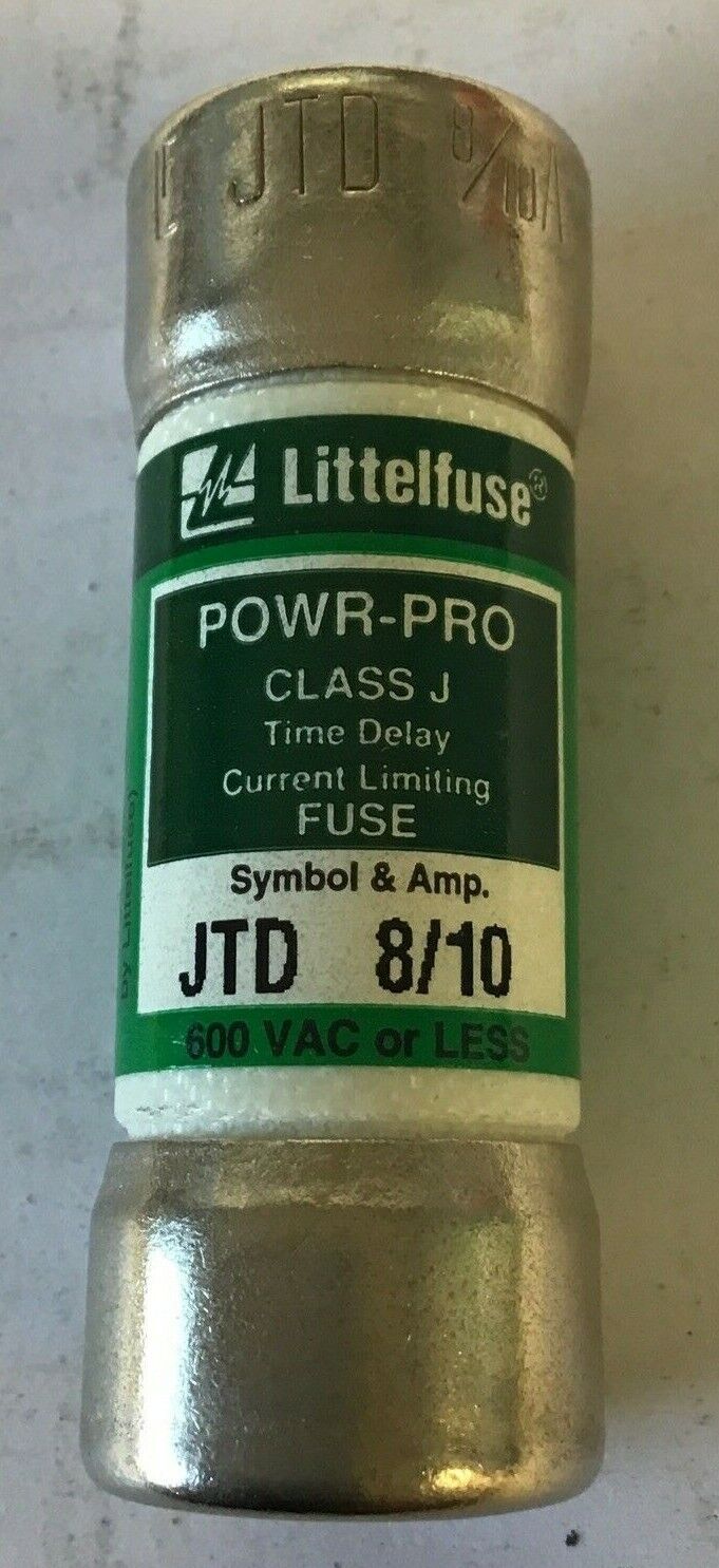 LITTLEFUSE JTD 8/10 POWR-GARD FUSE 8/10A 600VAC CLASS J TIME DELAY ***LOTOF5***