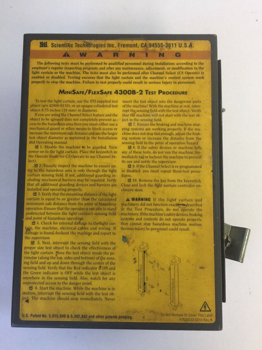 STI MS/FS43CNTRL-BW-U-AC1 MINI SAFE / FLEX SAFE 4300B-2 TEST PROCEDURE 115VAC