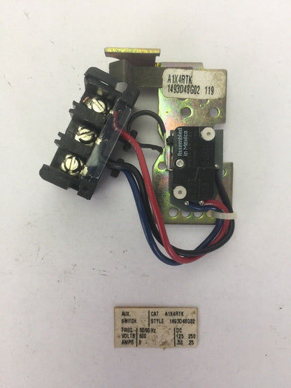 WESTINGHOUSE/CUTLER HAMMER A1X4RTK AUXILIARY SWITCH 125/250VDC .5/.25A 600VAC 6A