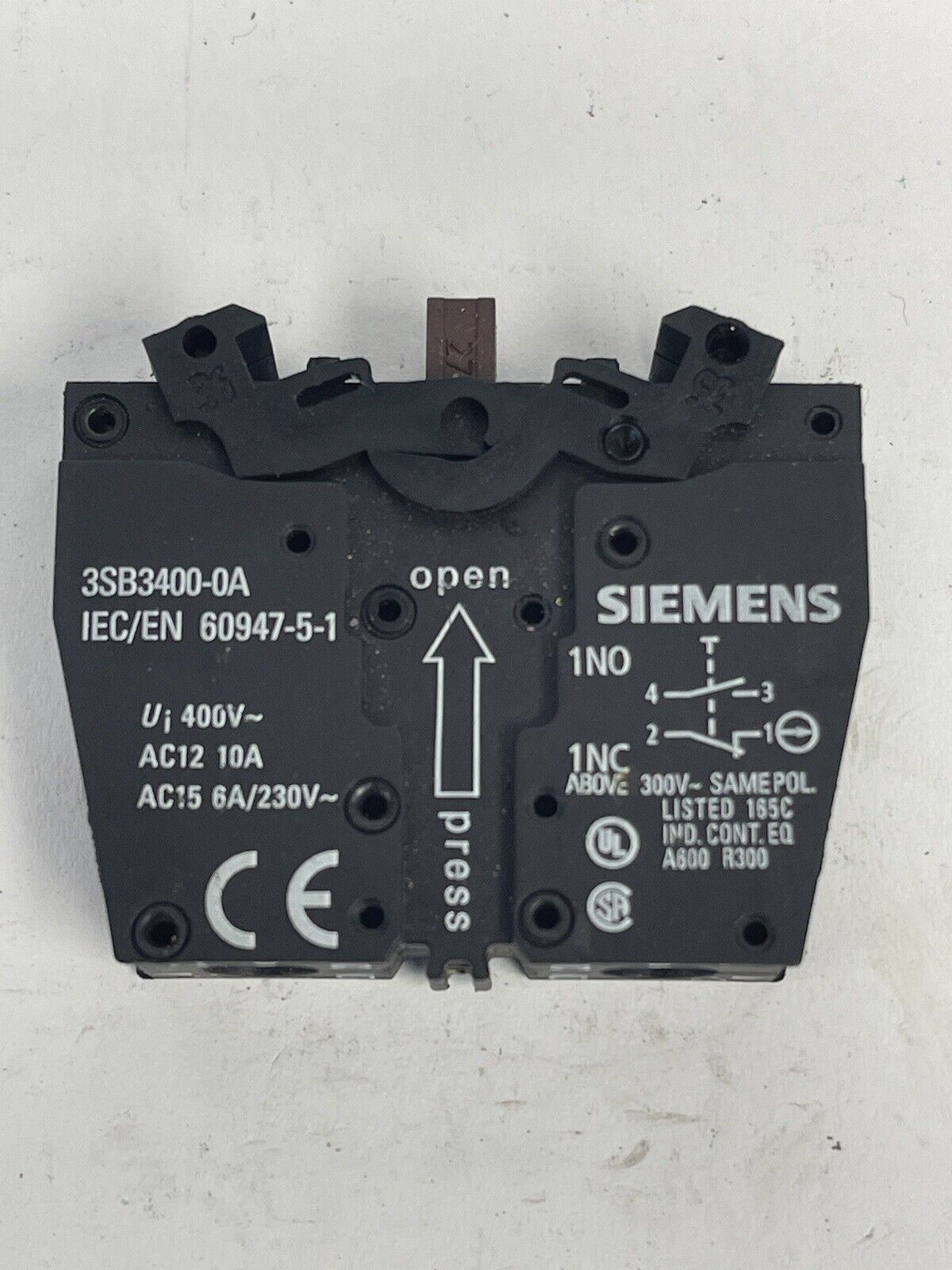 SIEMENS - 3SB3400-0A - CONTACT BLOCK - 10 AMP, 400VAC