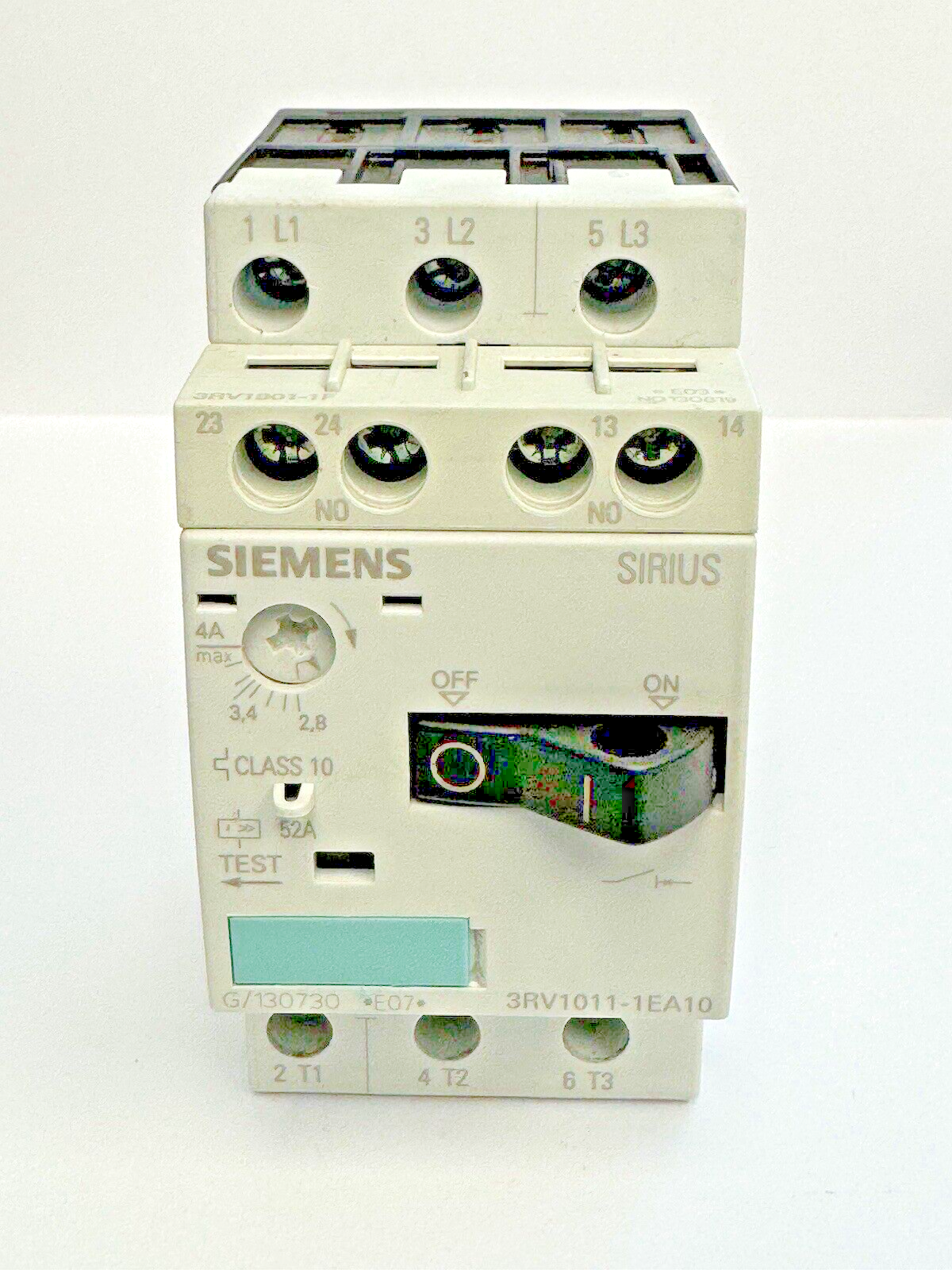 SIEMENS - 3RV1011-1EA10 - MOTOR PROTECTOR CIRCUIT BREAKER & 3RV1901-1F AUX. CONT