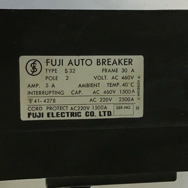 FUJI ELECTRIC S 32 AUTO BREAKER  30AMP 460VAC 2POLE