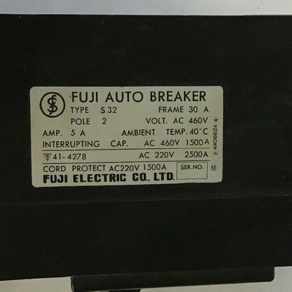 FUJI ELECTRIC S 32 AUTO BREAKER  30AMP 460VAC 2POLE