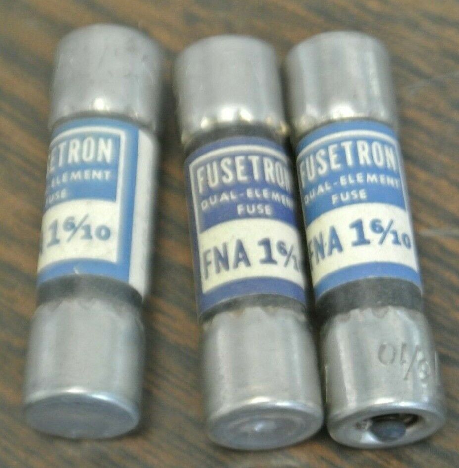 LOT of 3 / BUSS FNA1-6/10 FUSETRON FUSE / 1-6/10A / 125V / NEW SURPLUS