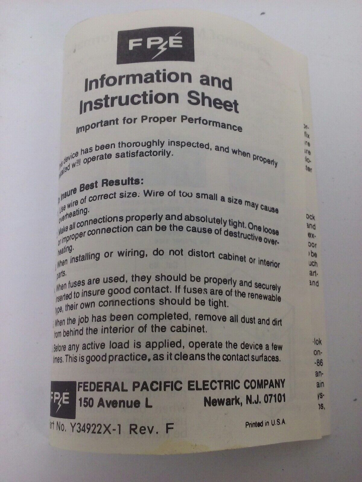FPE 1132R FUSIBLE HEAVY DUTY SAFETY SWITCH 3P, 100A, 240VAC, 4 WIRE, 30HP