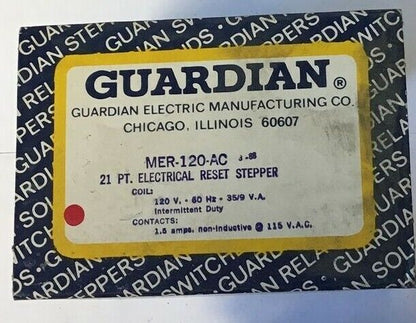 GUARDIAN MER-120-AC 21PT. ELECTRICAL RESET STEPPER COIL 120V 60HZ 1.5A