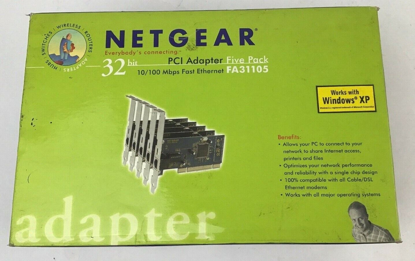 NETGEAR FA31105 PCI ADAPTER FIVE PACK 32BIT 10/100Mbps