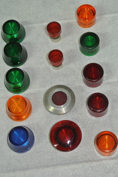 LOT of 14 MISC. PUSHBUTTON & PILOT LIGHT CAPS & LENSES - A-B, SIEMENS, MORE