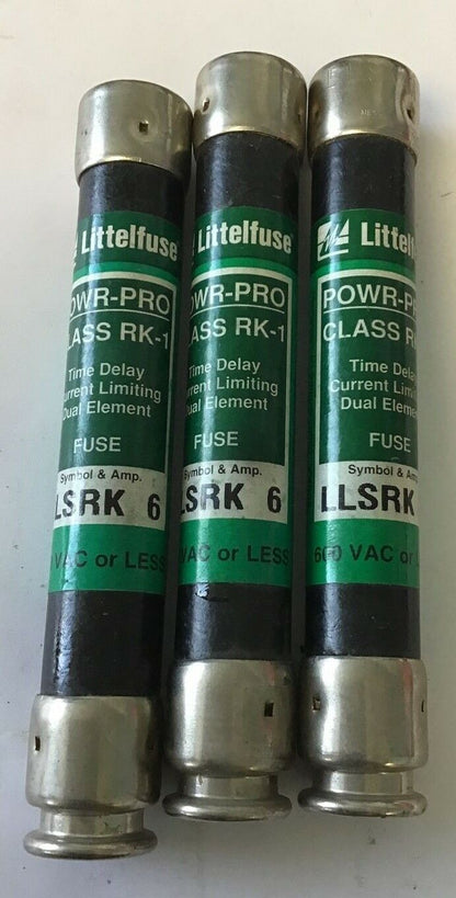 LITTELFUSE LLSRK 6 FUSE POWR-PRO 600VAC RK1 TIME DELAY ***LOTOF3***