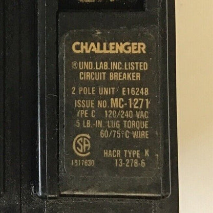 CHALLENGER C240 CIRCUIT BREAKER 2POLE 40AMP 120/240VAC ***LOTOF10***