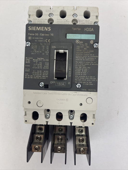 SIEMENS HDS3S150L CIRCUIT BREAKER 150AMP 600VAC 250VDC 3VL2115-3RR30-0AA0