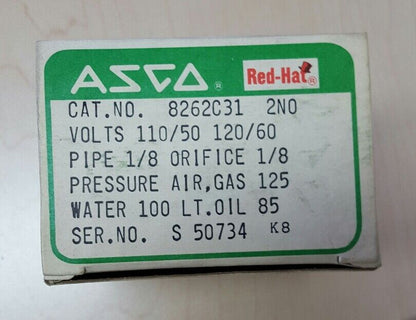 ASCO 8262C31 - VALVE 1/8" ORIFICE, 1/8" PIPE, 110/120V, 6W