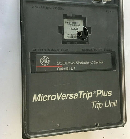GENERAL ELECTRIC AIK16C3F1604 TRIP UNIT W/TR16B1600 1600A MICROVERSATRIP