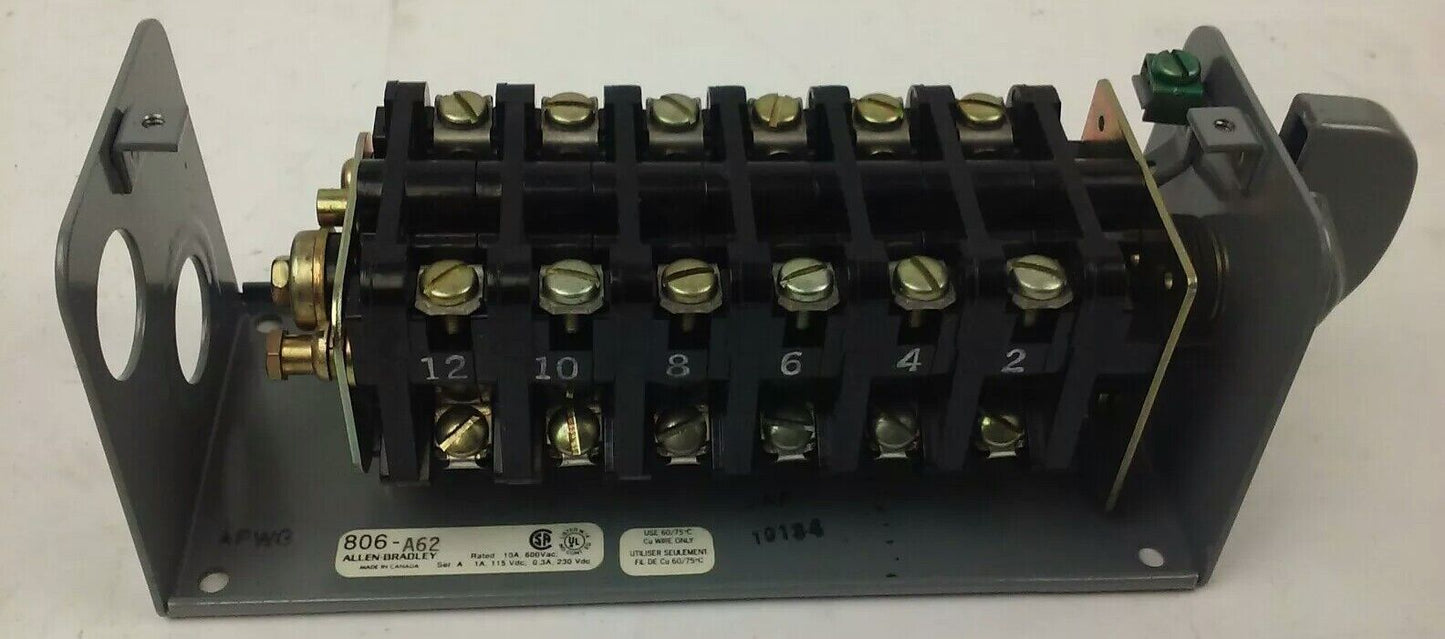 ALLEN BRADLEY 806-A62 SER. A, REVERSING DRUM SWITCH, 10A @ 600VAC,1A @ 115VDC