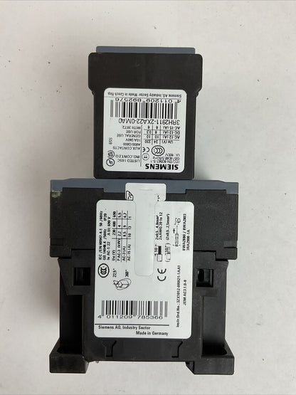 SIEMENS 3RT2016-2BB41 600VAC 20A 3PH 7.5HP COIL 24VDC 3RH2911-2XA22-0MA0