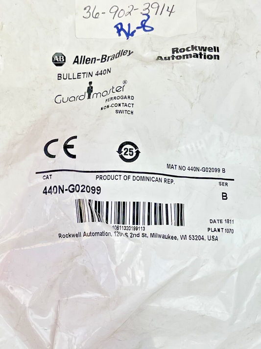 ALLEN BRADLEY - 440N-G02099 - SERIES B - SWITCH GUARDMASTER - NON-CONTACT - 24V