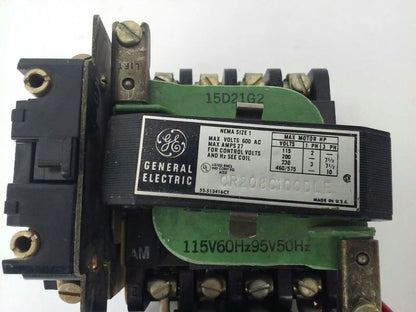GENERAL ELECTRIC CR208C100DLE, STARTER, 3PH, 600V, 27A, 10HP, SIZE 1, 120V COIL