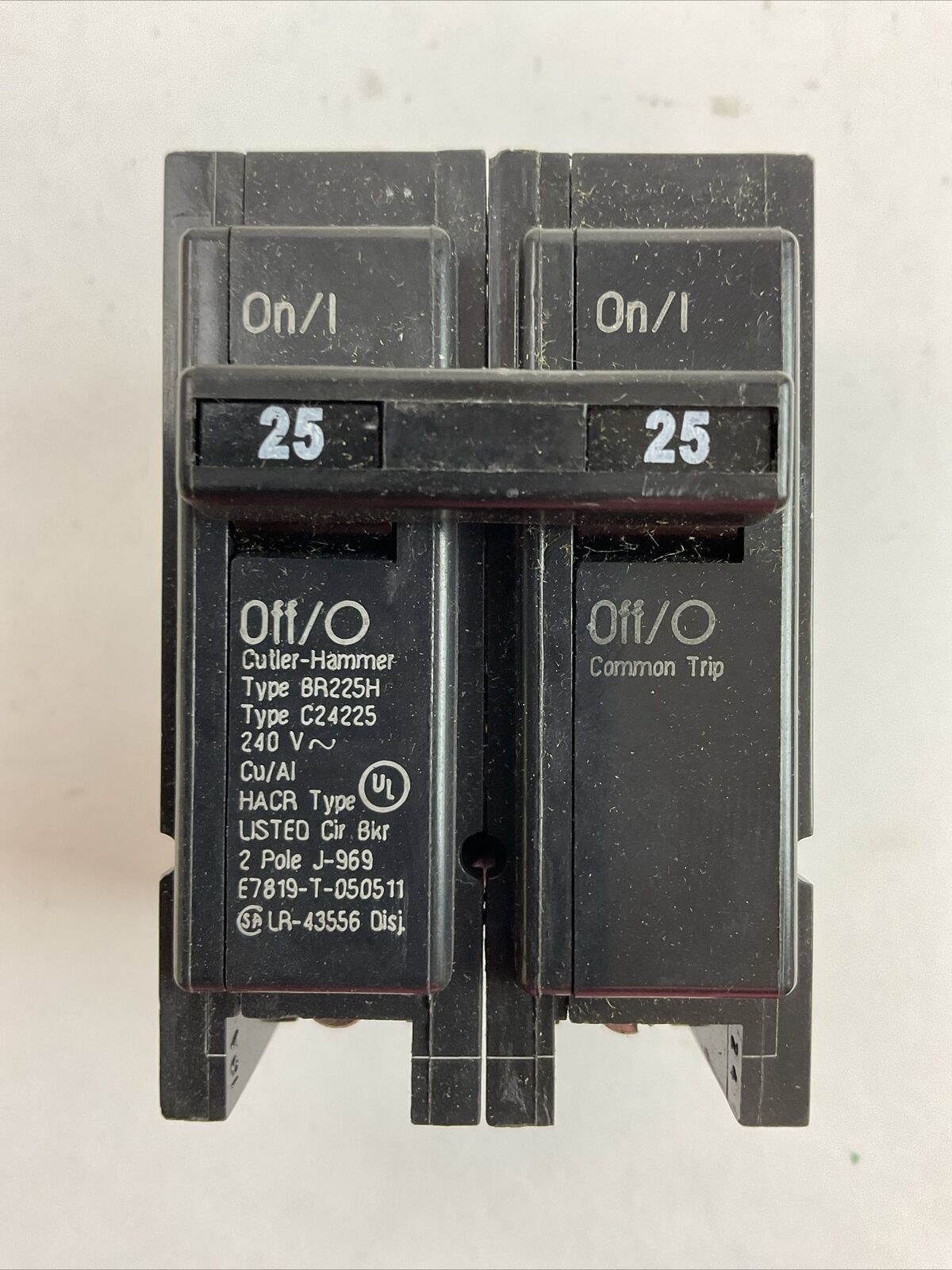 CUTLER HAMMER BR225H CIRCUIT BREAKER 2POLE 25AMP 240VAC