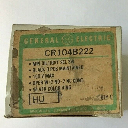 GENERAL ELECTRIC CR104B222 SELECTOR SWITCH 3POS 150V BLACK
