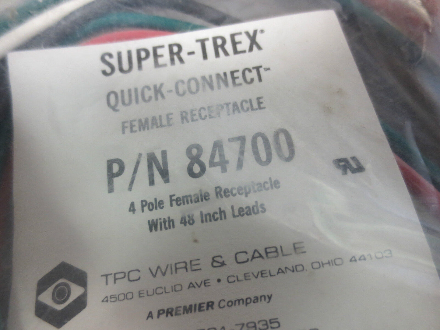 TPC 84700 SUPER-TREX QUICK-CONNECT FEMALE RECEPTACLE 4-POLE w/ 48" LEADS - NEW