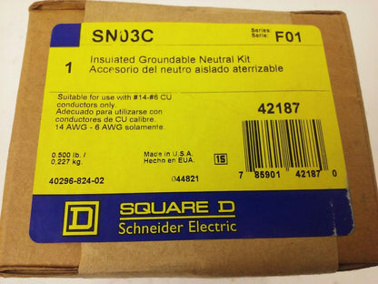 SQUARE DSN03C, SERIES F01, INSULATED GROUNDABLE NEUTRAL KIT, SN0, FACTORY SEALED