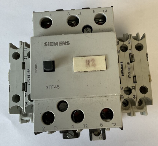 SIEMENS 3TF4522-0A CONTACTOR W/AUX 3TY7 561-1A/ 3TY7 561-1B 600V