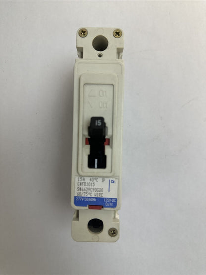 CUTLER HAMMER FD1015 CIRCUIT BREAKER 15AMP 1POLE SER C 277V-50/60HZ 125V-DC