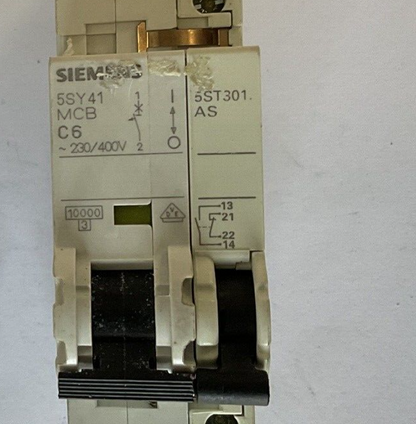 SIEMENS 5SY41 MCB C6 CIRCUIT BREAKER ONE(1) W/5ST3010 ONE(1) W/O 5ST3010