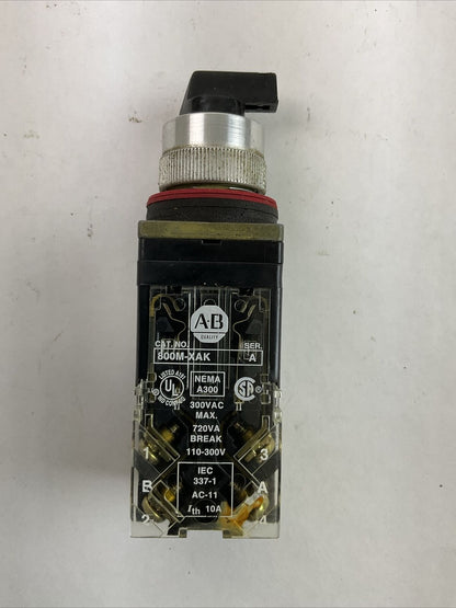 ALLEN BRADLEY 800MR-JX9B SER A SELECTOR SWITCH 300VAC 800M-XAK SER A
