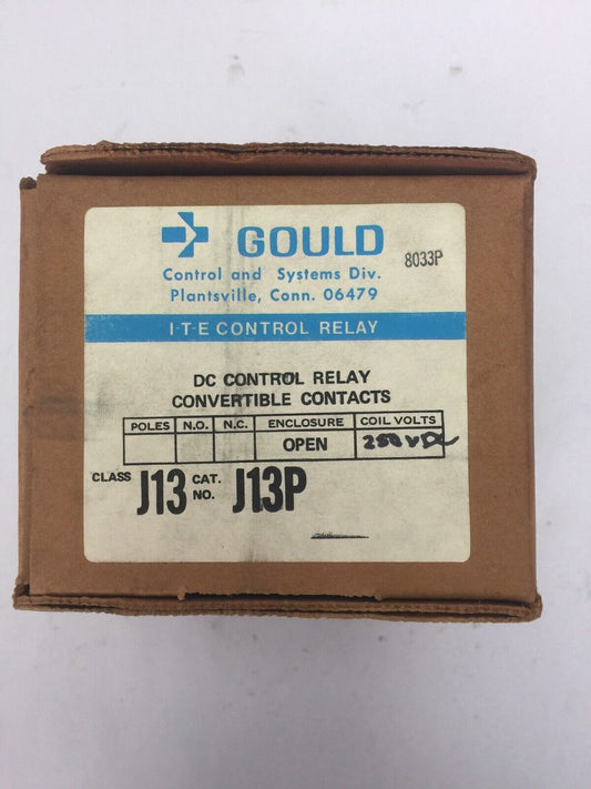 GOULD J13P DC CONTROL RELAY CONVERTIBLE CONTACTS COIL 250VDC
