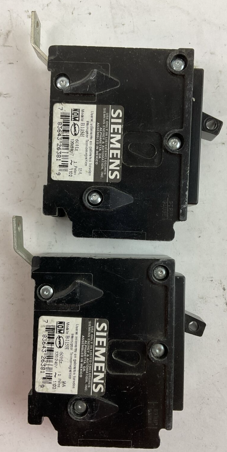 SIEMENS B115H 1POLE 120/240VAC 15AMP (LOT OF 2)