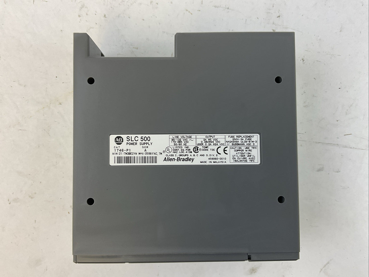 ALLEN BRADLEY 1746-P1 SER A SLC 500 POWER SUPPLY