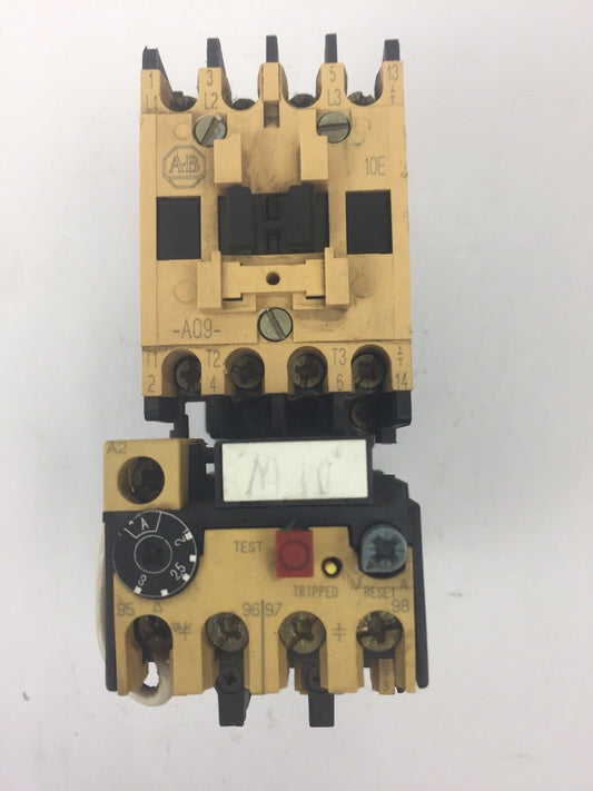 ALLEN BRADLEY 100-A09ND3 CONTACTOR SER B 600VAC 9A W/ 193-BSB30 RELAY 2-3A