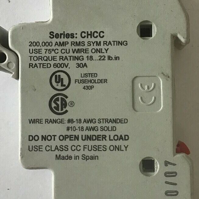 BUSSMANN CHCC1D FUSE HOLDER 30A 600V ****LOTOF5****