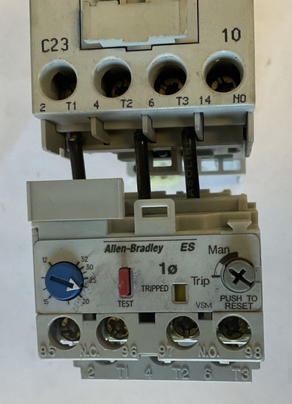 ALLEN BRADLEY 100-C-23Z*10 CONTACTOR W/ 193-ES2CB OVERLOAD SER.C 600VAC 30A