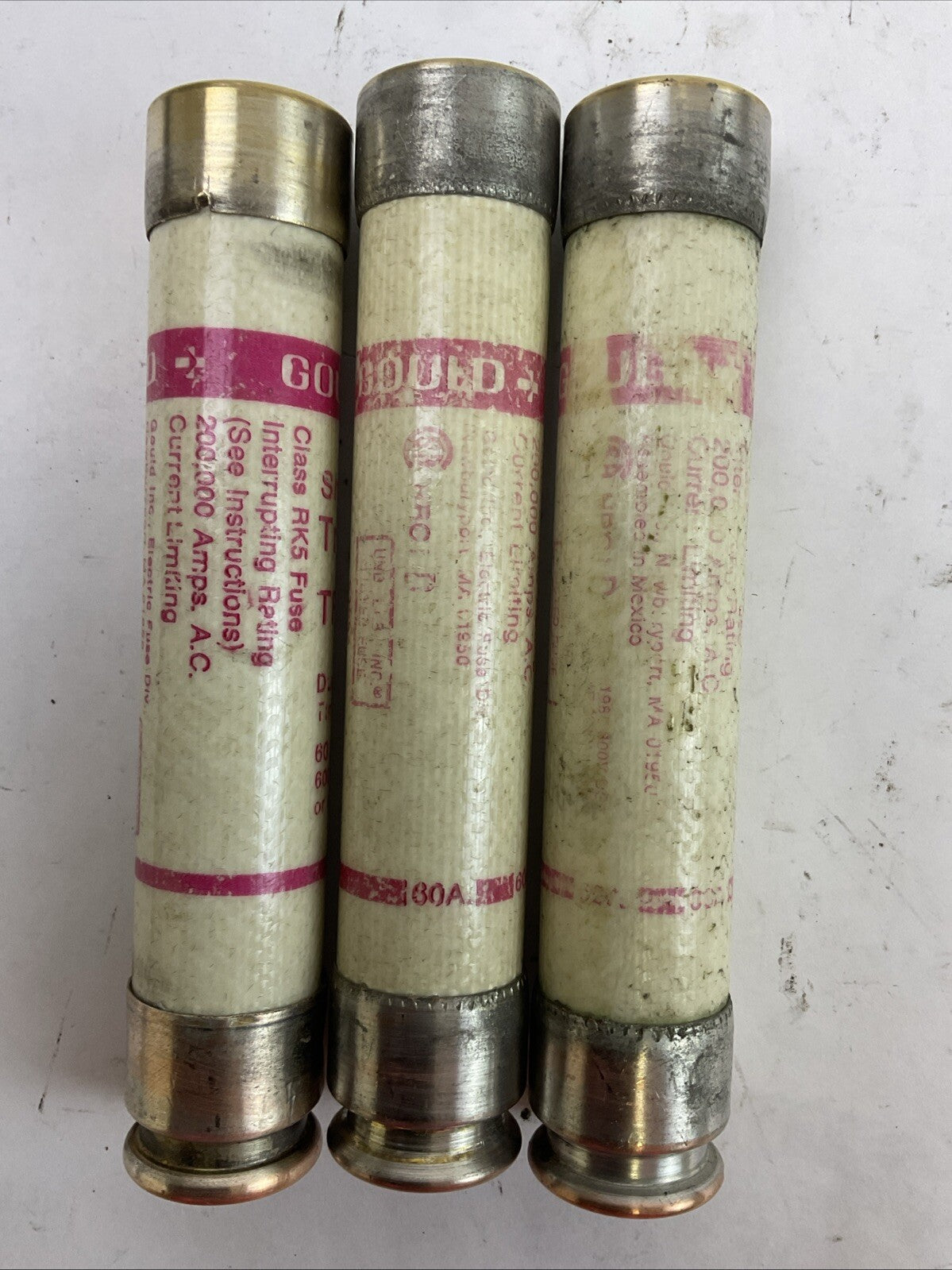 GOULD SHAWMUT TRS60R TRI-ONIC TIME DELAY FUSE 60A 600VAC (LOT OF 3)