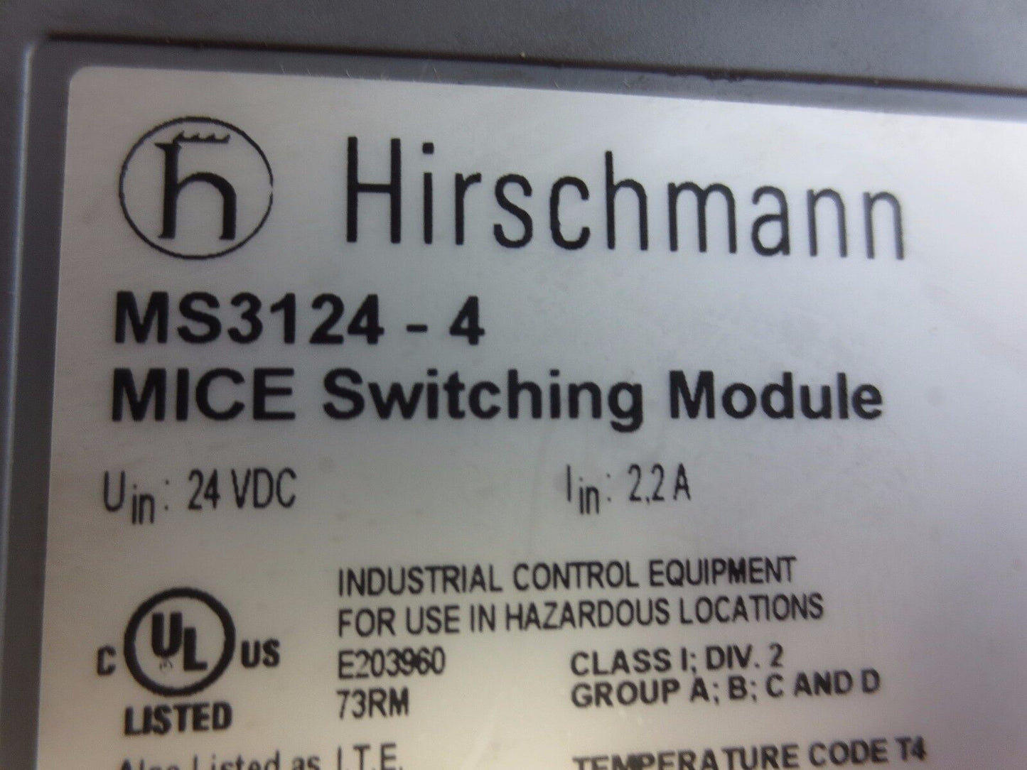 HIRSCHMANN MS3124-4 MICE SWITCHING MODULE + 6-SLOT BASE - MINUS COVER