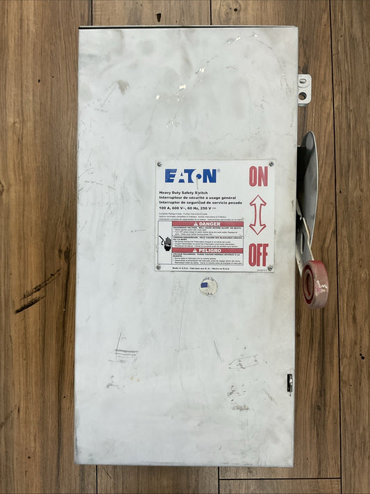EATON DH363URK 600VAC 100HP 100A 250VDC 20HP NON-FUSIBLE SAFETY SWITCH TYPE 3R