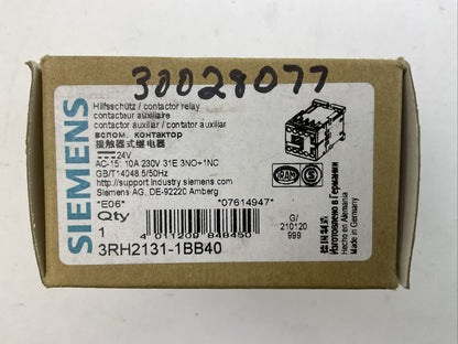SIEMENS 3RH2131-1BB40 CONTACTOR 10A 230VAC COIL 24VDC
