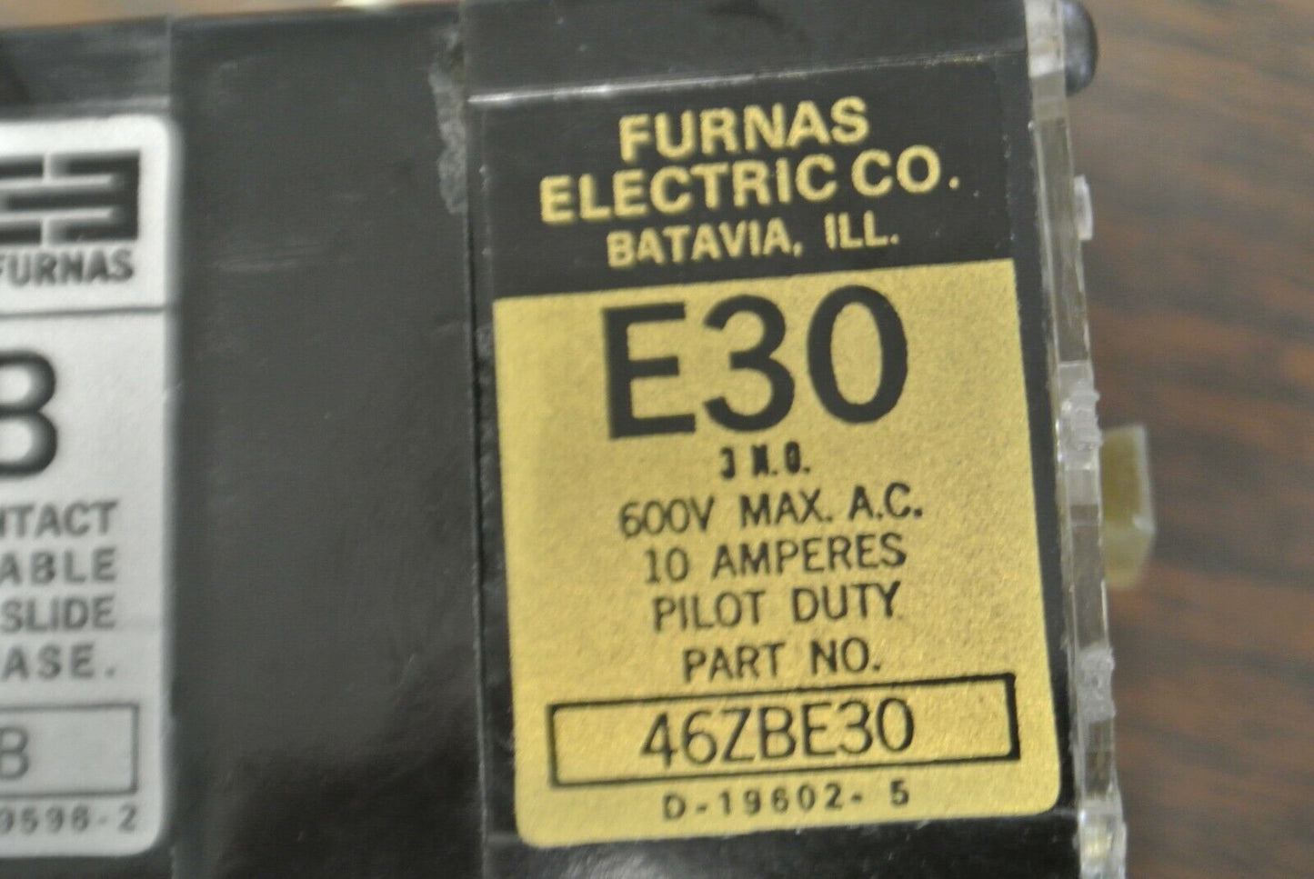 FURNAS 46FBE30 CONTROL RELAY / 10A / 600VAC / 115V COIL / NEW SURPLUS