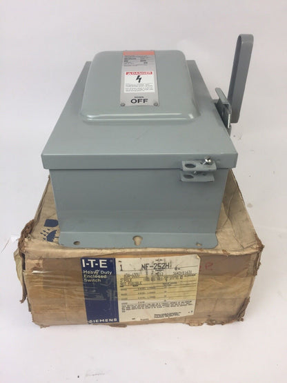 I-T-E SIEMENS NF252H HEAVY DUTY ENCLOSED SWITCH 60A 600VAC 2 POLE NON-FUSIBLE