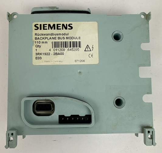 SIEMENS 3RK1922-2BA00 BACKPLANE BUS MODULE