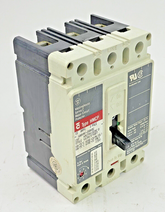 WESTINGHOUSE - HMCP015E0C B -SER. C- MOTOR CIRCUIT PROTECTOR - 15A/3POLE/600VAC