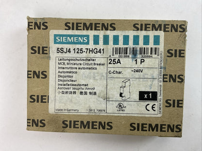 SIEMENS 5SJ4 125-7HG41 MINITURE CIRCUIT BREAKER 25AMP 240VAC 1POLE