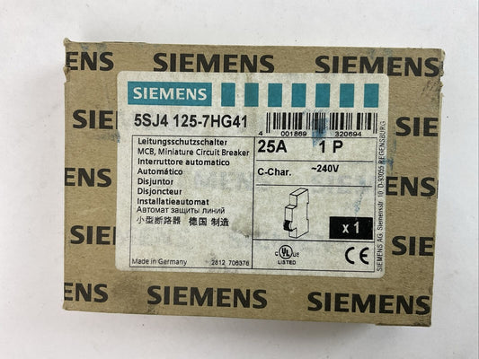 SIEMENS 5SJ4 125-7HG41 MINITURE CIRCUIT BREAKER 25AMP 240VAC 1POLE