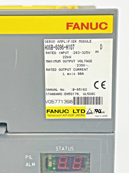 FANUC - A06B-6096-H107 - SERVO DRIVE - 283-325V, 22kW, 98 A