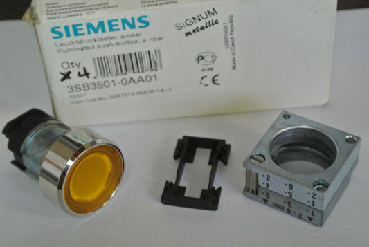 SIEMENS 3SB3501-0AA01 - PUSH BUTTON, ILLUMINATED, AMBER - NEW SURPLUS